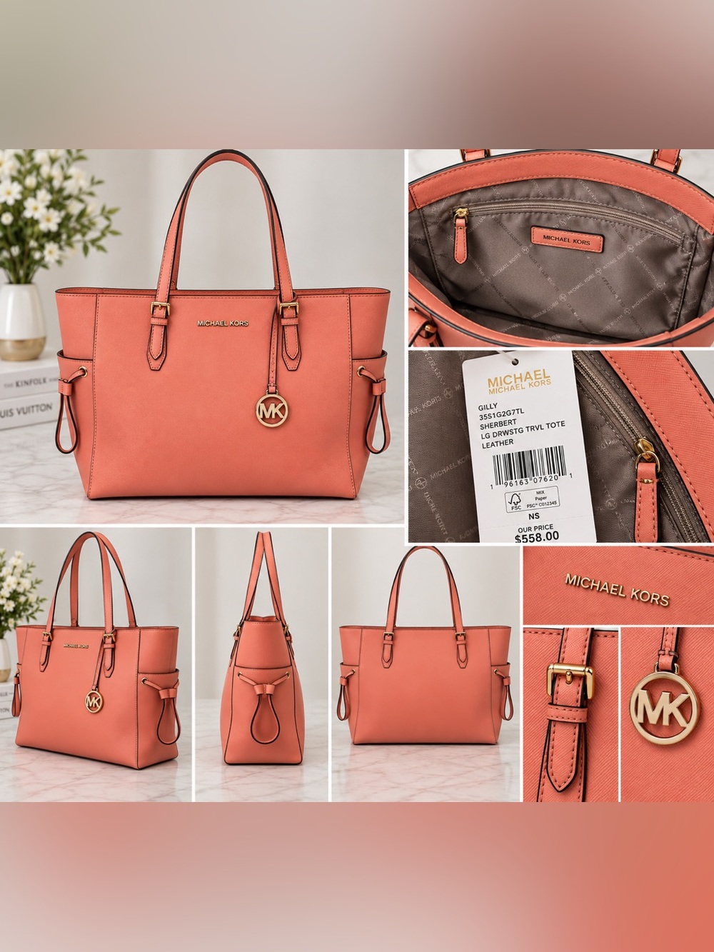 Michael Kors Sherbert Leather Gilly Tote NWT